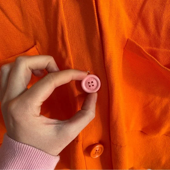 Wear Cissa The Wrap Cardigan Bright Orange 12g 100% Cotton Sweater Womens XS/S - Picture 6 of 13